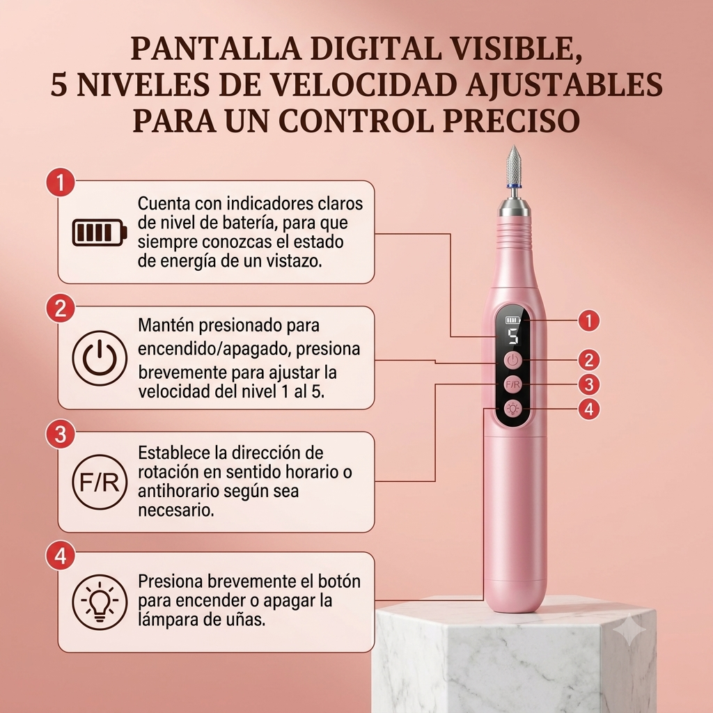 Pulidora de Uñas Inalámbrica LED | Bazarix Chile