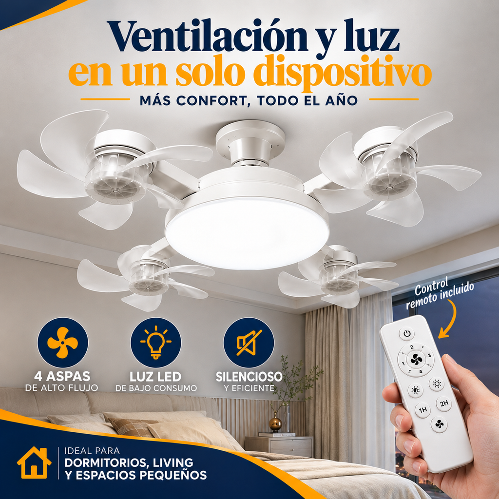 AirLumi™ Ventilador + Lámpara LED con control remoto