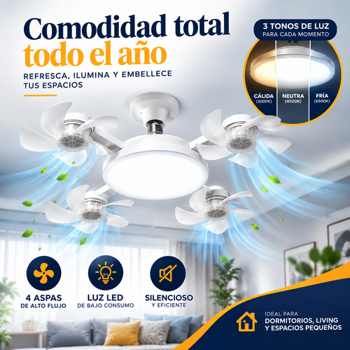 AirLumi™ Ventilador + Lámpara LED con control remoto
