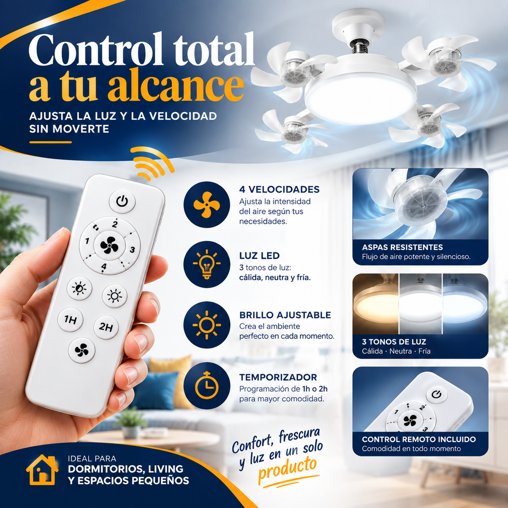 AirLumi™ Ventilador + Lámpara LED con control remoto