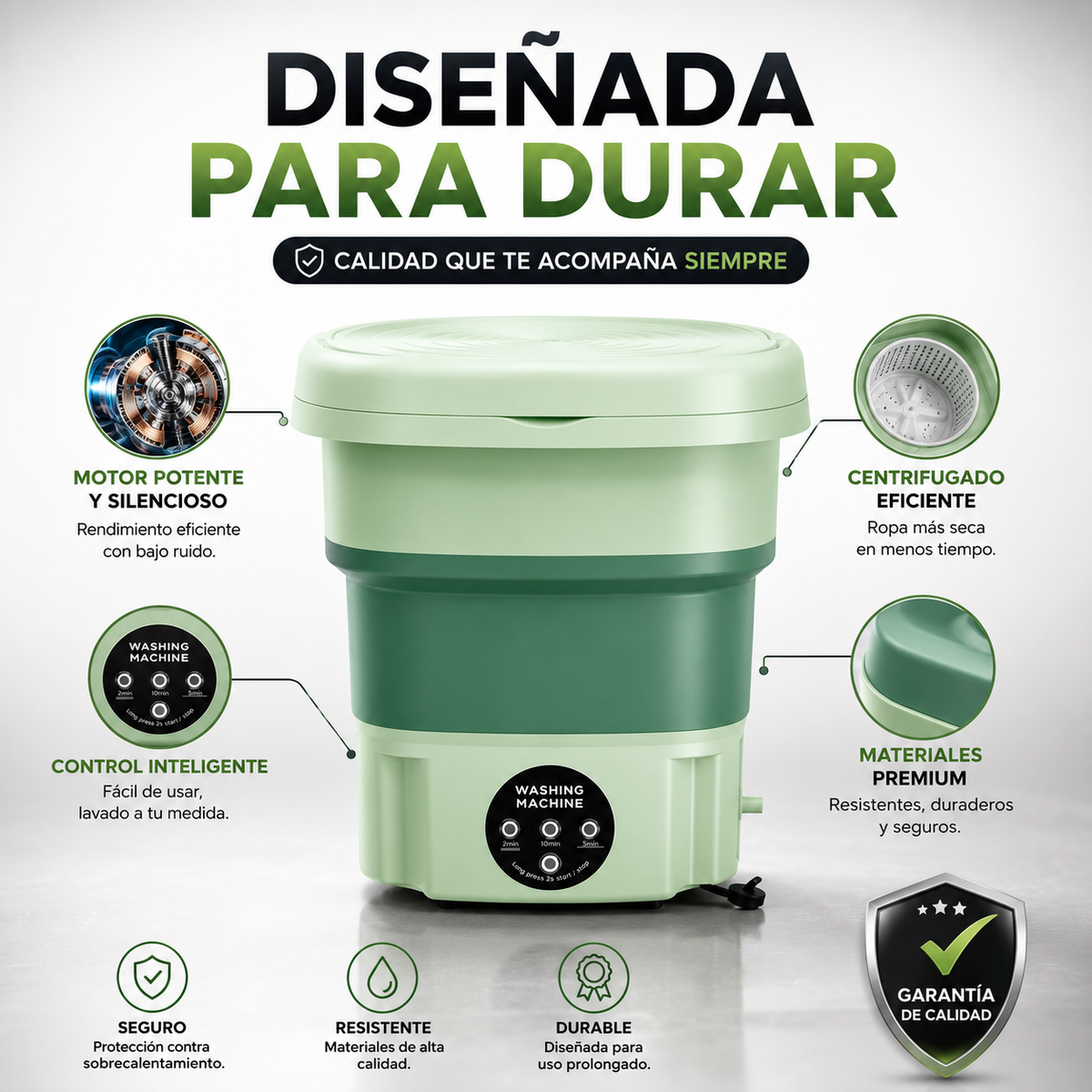 Mini Lavadora Portátil 8L — Lava y Centrifuga en Minutos