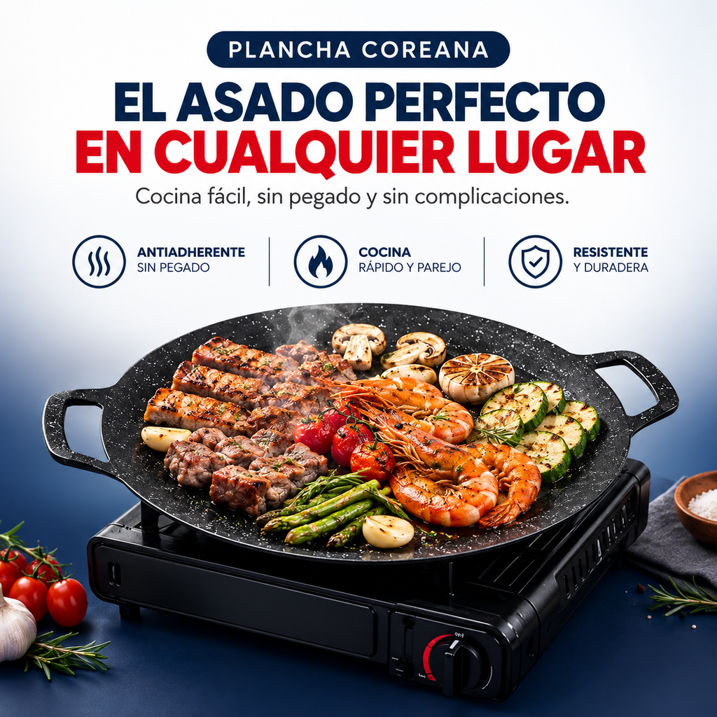 Plancha Coreana Asado de Disco — Cocina Fácil, Sin Pegado y Sin Complicaciones
