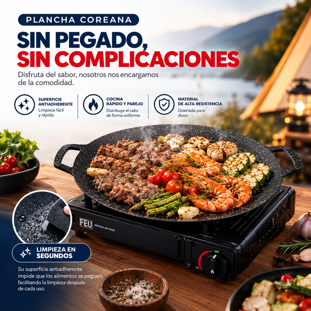 Plancha Coreana Asado de Disco — Cocina Fácil, Sin Pegado y Sin Complicaciones