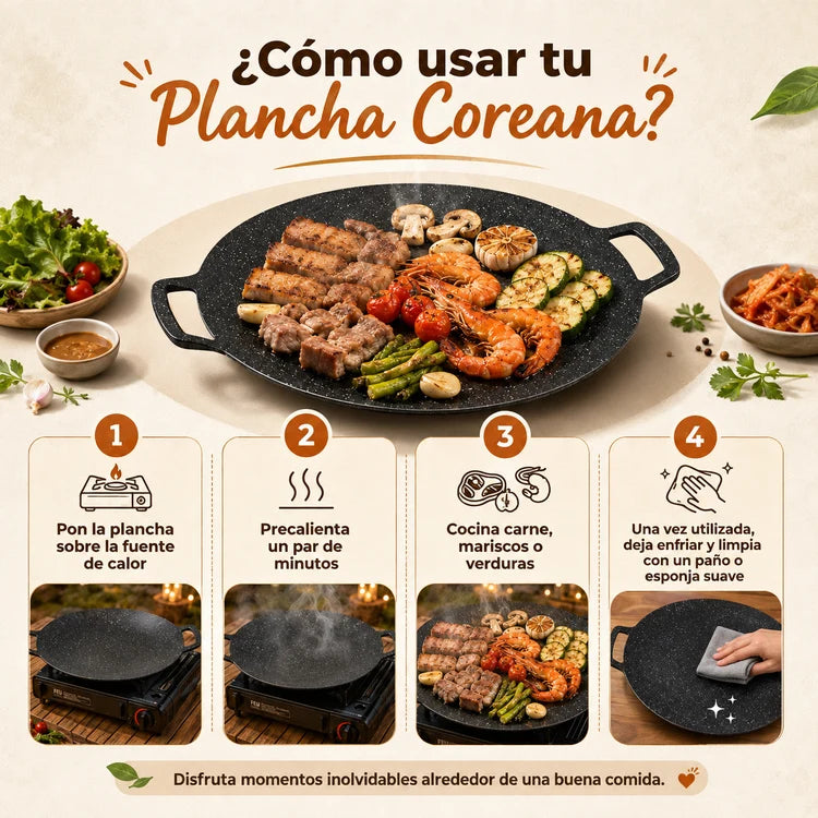 Plancha Coreana Asado de Disco — Cocina Fácil, Sin Pegado y Sin Complicaciones