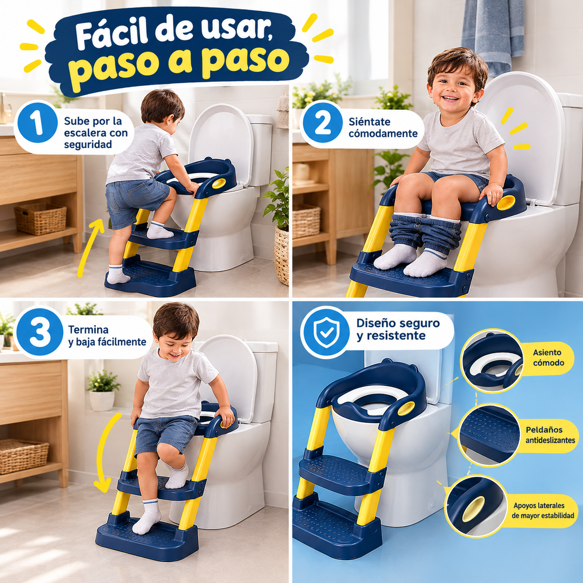 BañoFácil™  Asiento Adaptador Infantil con Escalera