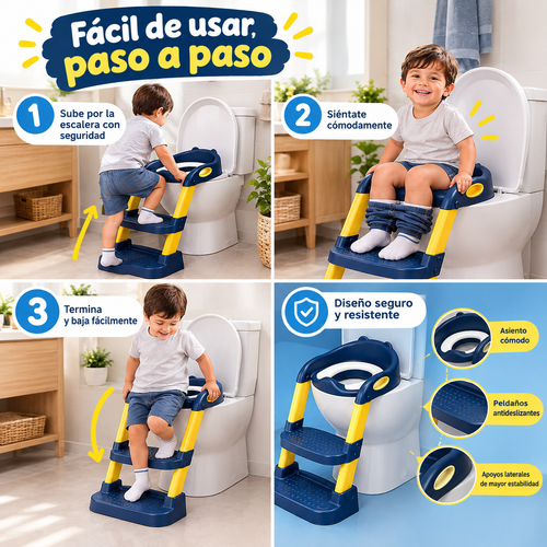 BañoFácil™  Asiento Adaptador Infantil con Escalera