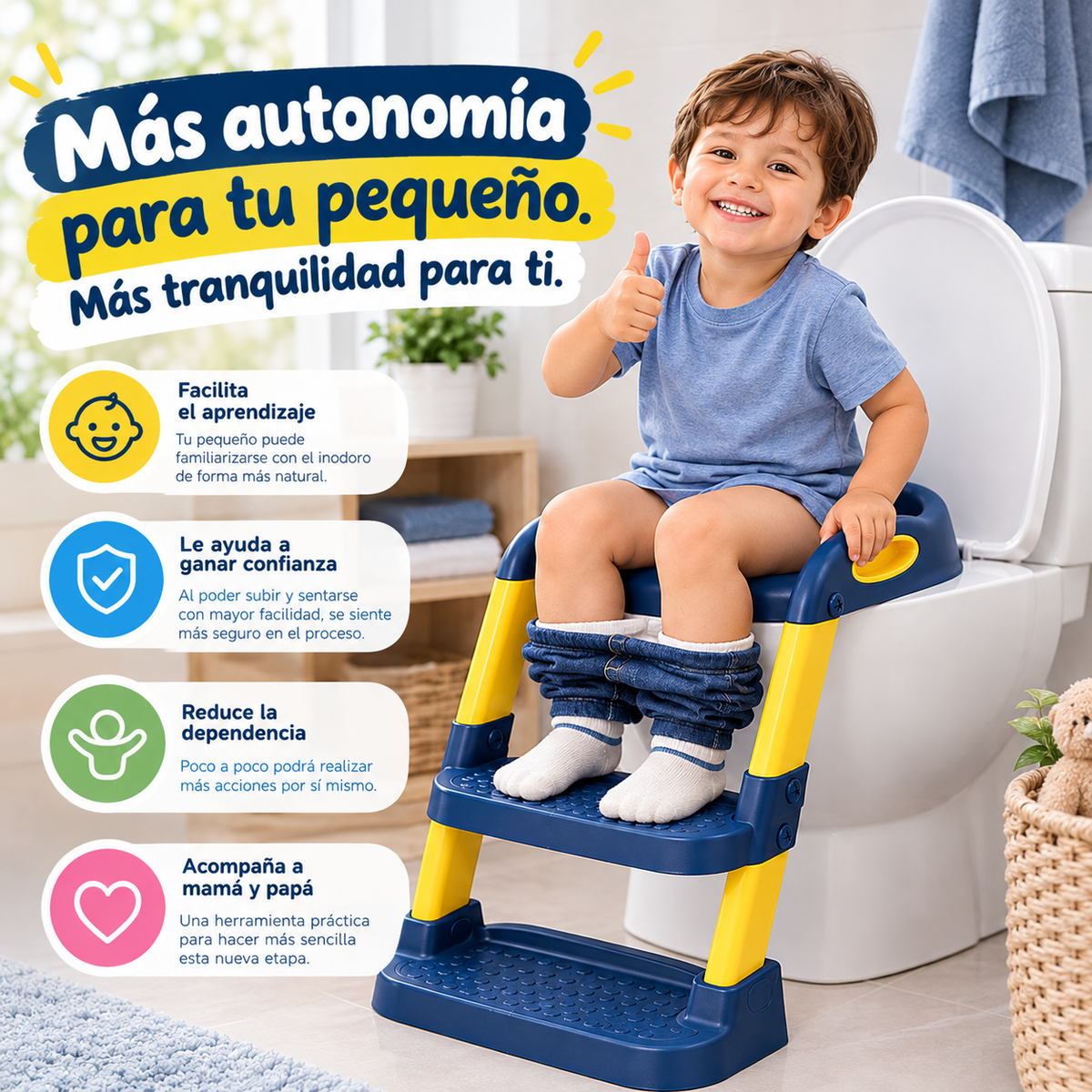 BañoFácil™  Asiento Adaptador Infantil con Escalera